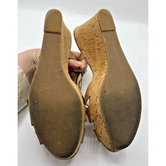 Guess Kayce Faux Leather Cork Platform Wedge Sandals Size 11 Tan Nude - Picture 8 of 16